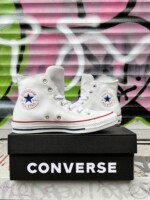 Converse кожа белые 132169C кожаные белые высокие кеды converse