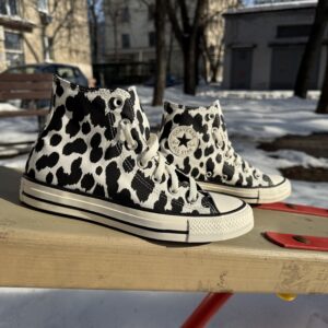 Кеды Converse A17919C Cow Print черно-белые высокие