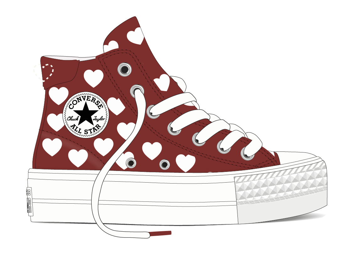 Кеды Converse A25010C Day One Platform с сердечком красные высокие Кеды Converse A25010C Day One Platform с сердечком красные высокие